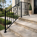 Valencia Scroll Stair Railing, Custom Wrought Iron Handrail, Decorative Porch Rail, Metal Entry Railing, Outdoor Step Handrail