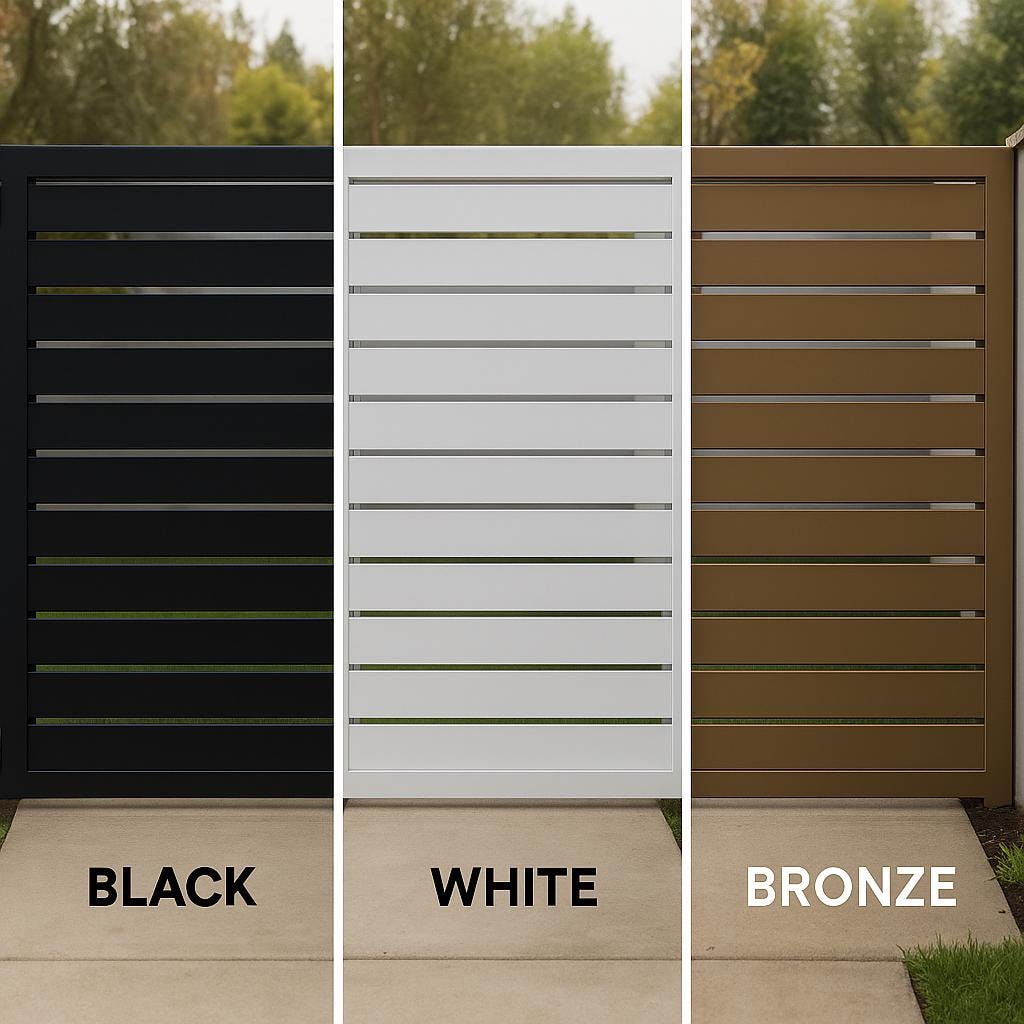 HorizonSteel Modern Steel Garden Gate – Powder Coated Exterior Metal Gate with Latch, Horizontal Slat Privacy Gate, Custom Entry Gate