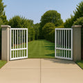 Modern White Steel Driveway Gate | Custom Double Swing Entrance