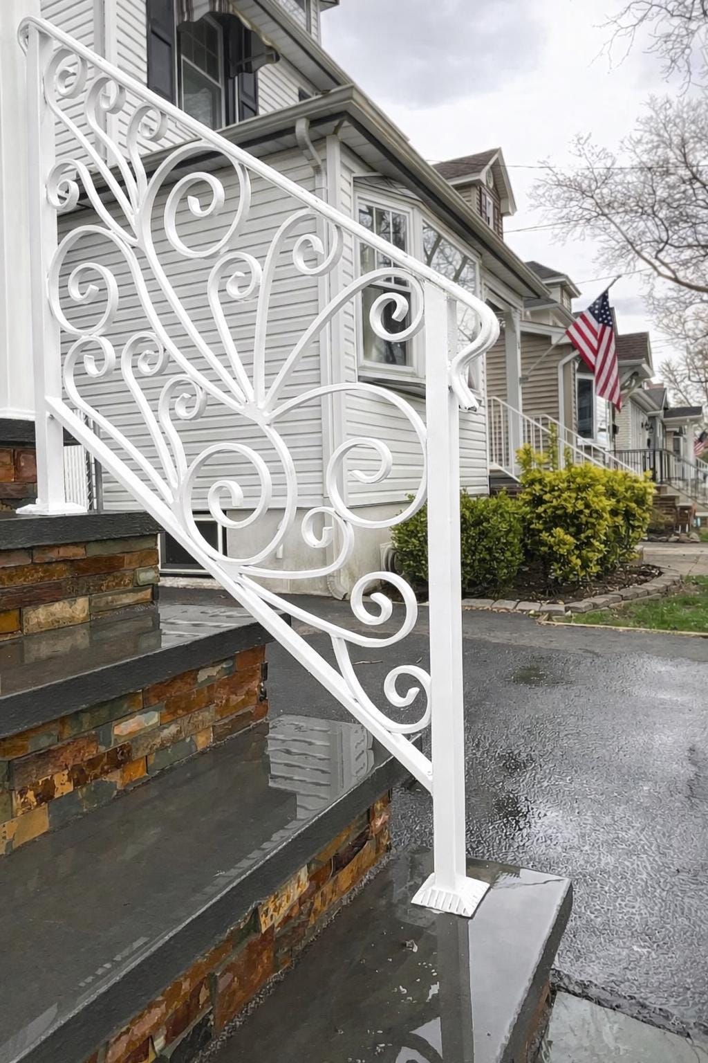 Custom Wrought Iron Stair Handrail, Scroll Porch Railing, Decorative Metal Step Rail, Outdoor Entry Handrail, Steel Stair Railing