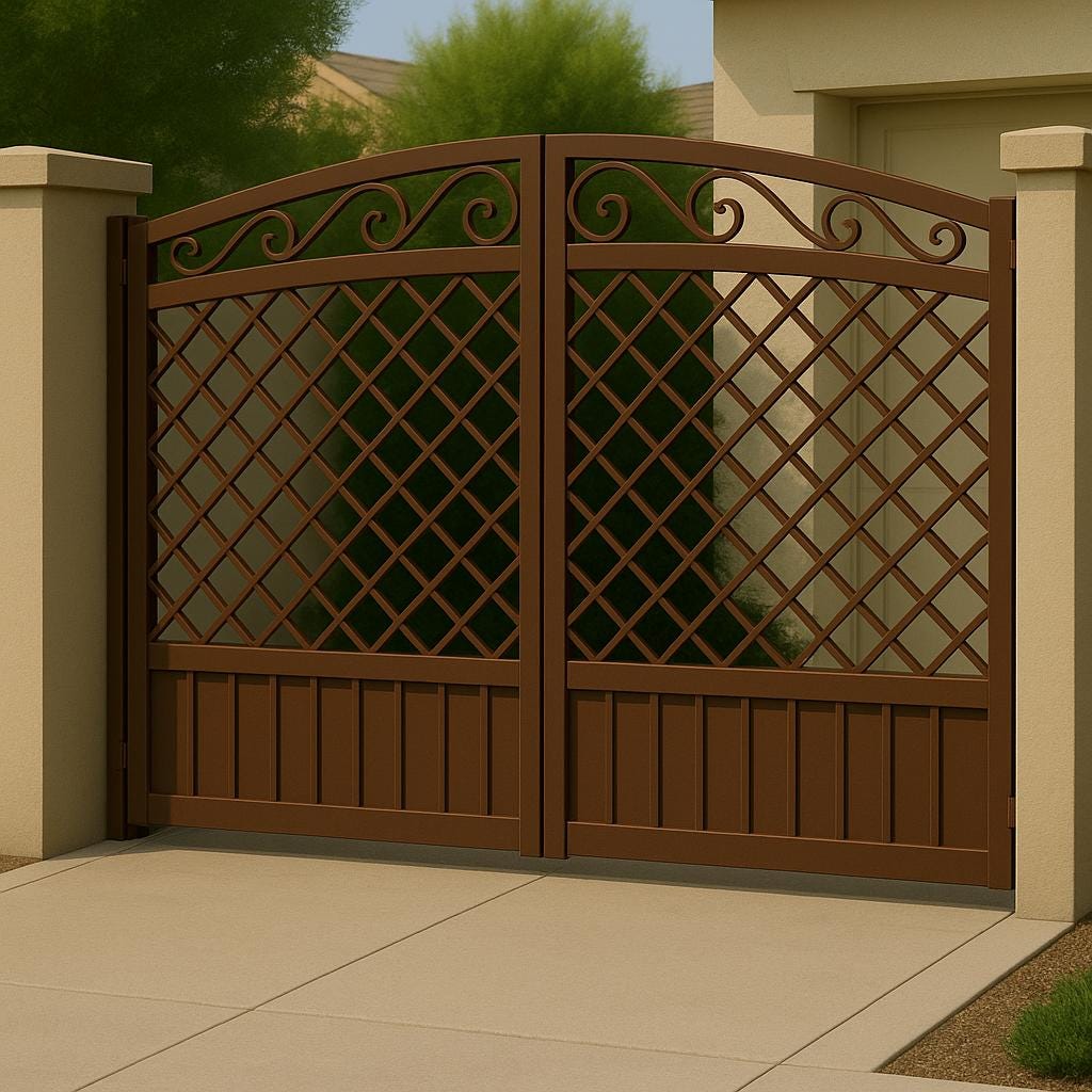 Scroll Driveway Gate | Lattice Double Swing Steel Entrance