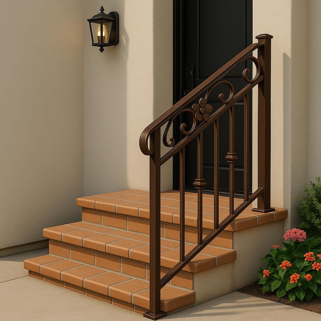 Wrought Iron Stair Railing: Decorative Steel Handrail with Scrolls