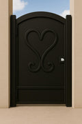 Heart Scroll Wrought Iron Garden Gate - Arched Metal Entryway 36x84