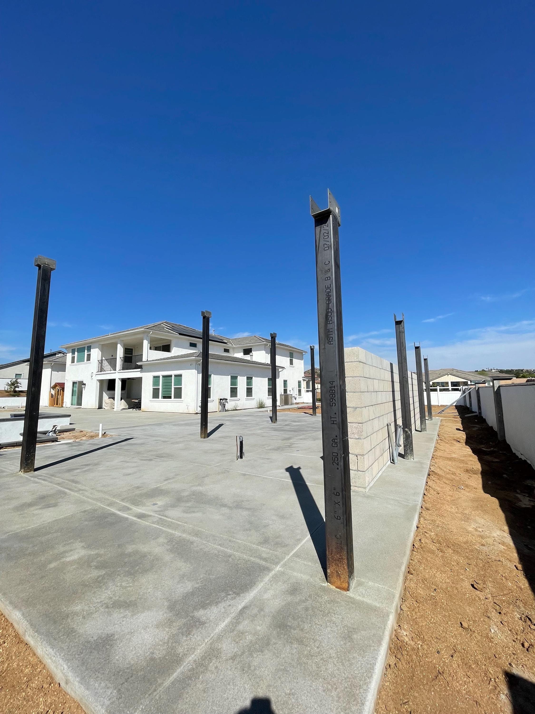 6x6 Steel Pergola Post System with Welded Saddles | Heavy-Duty Base Plates & Fabrication Template Included | Made in USA