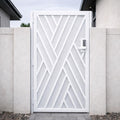 Modern White Steel Geometric Gate, Contemporary Walkway Security Entry Courtyard Door