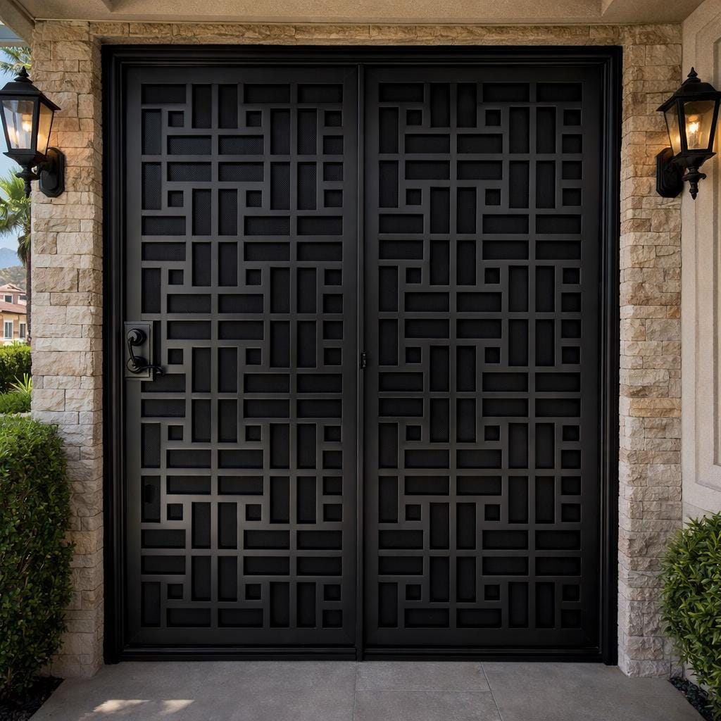 Modern Laser Cut Metal Security Door | Custom Entry Door Installation in Southern California