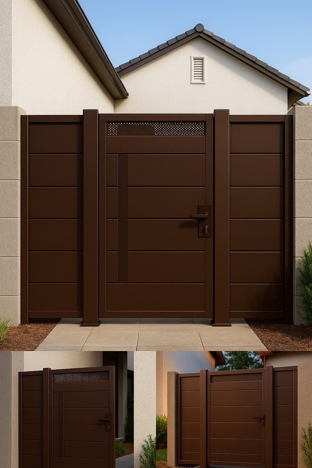 Modern Steel Privacy Gate | Perforated Metal Yard Entry