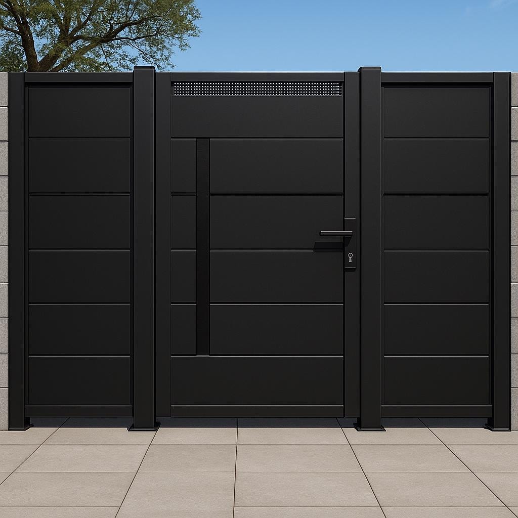 Modern Steel Privacy Gate | Perforated Metal Yard Entry