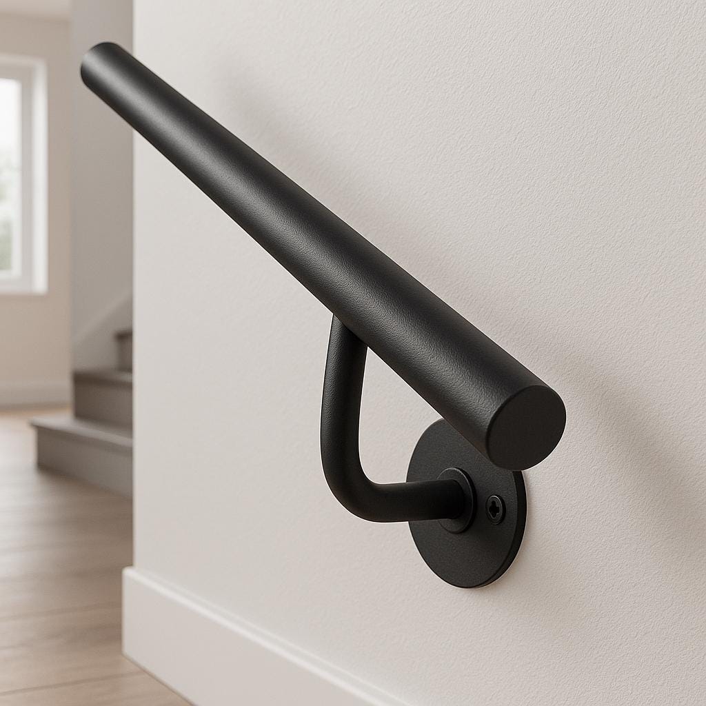 Modern Black Steel Wall Handrail: ADA Compliant Safety Grab Bar