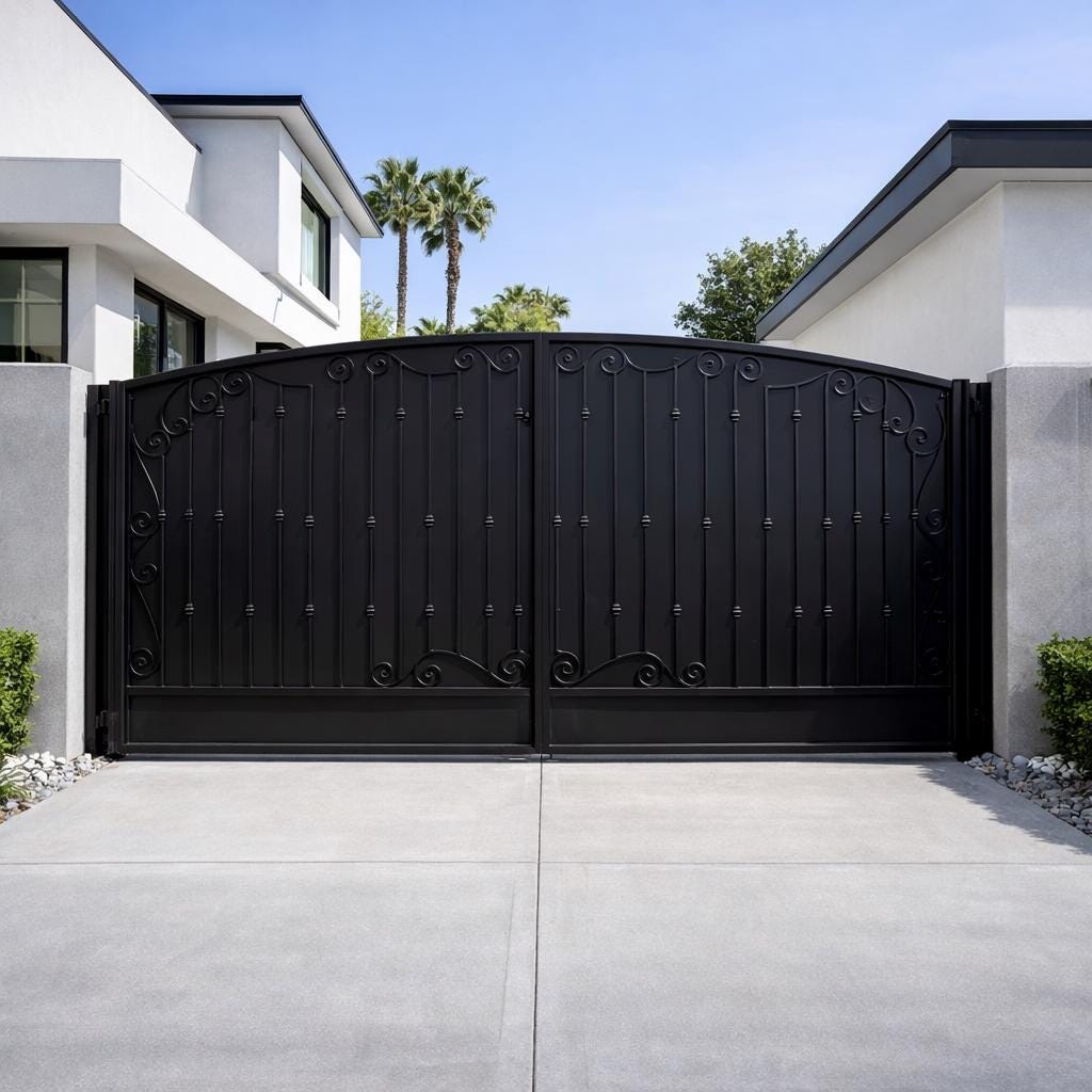 Crestara Estate Driveway Gate | Wrought Iron Double Security Gate