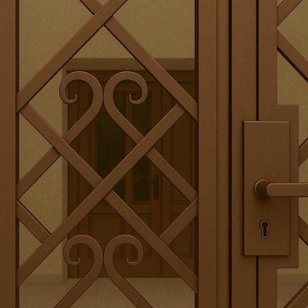 Handmade Wrought Iron Double Security Door: Custom Metal Entry Gate