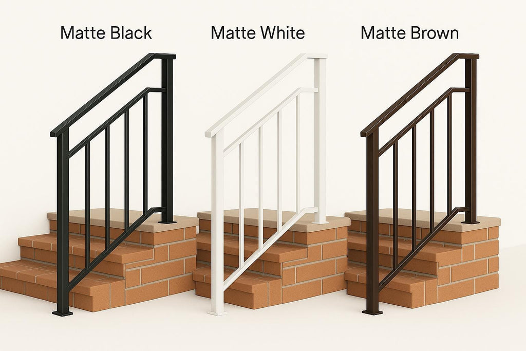 Modern Metal Stair Railing - Welded Steel Handrail, Wall Mounted 3-Step Stairway Rail