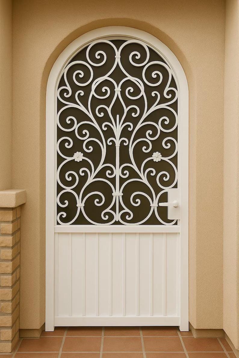 Custom Arched Wrought-Iron Garden Gate | Hand-Forged Scroll Design | Luxury Entry Door