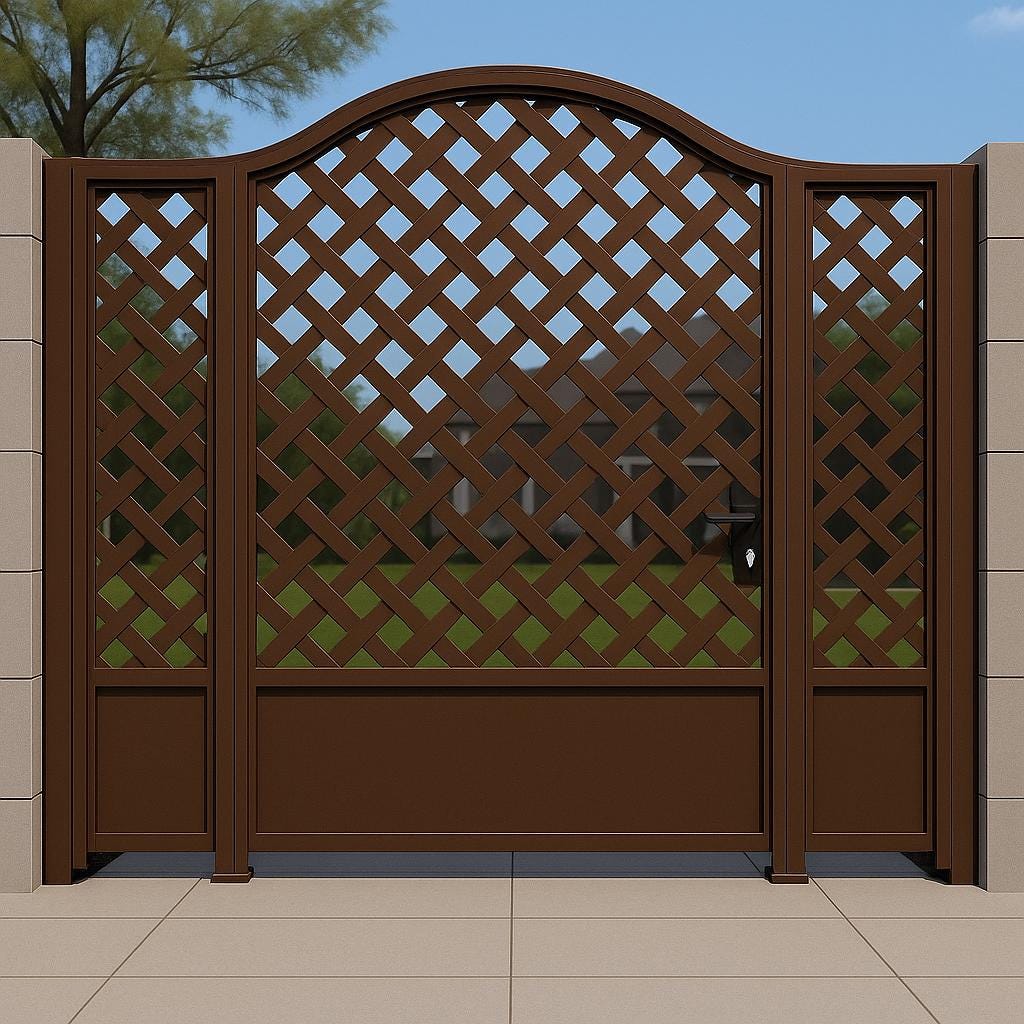 Arched Woven Steel Privacy Gate | Modern Iron Entry Door