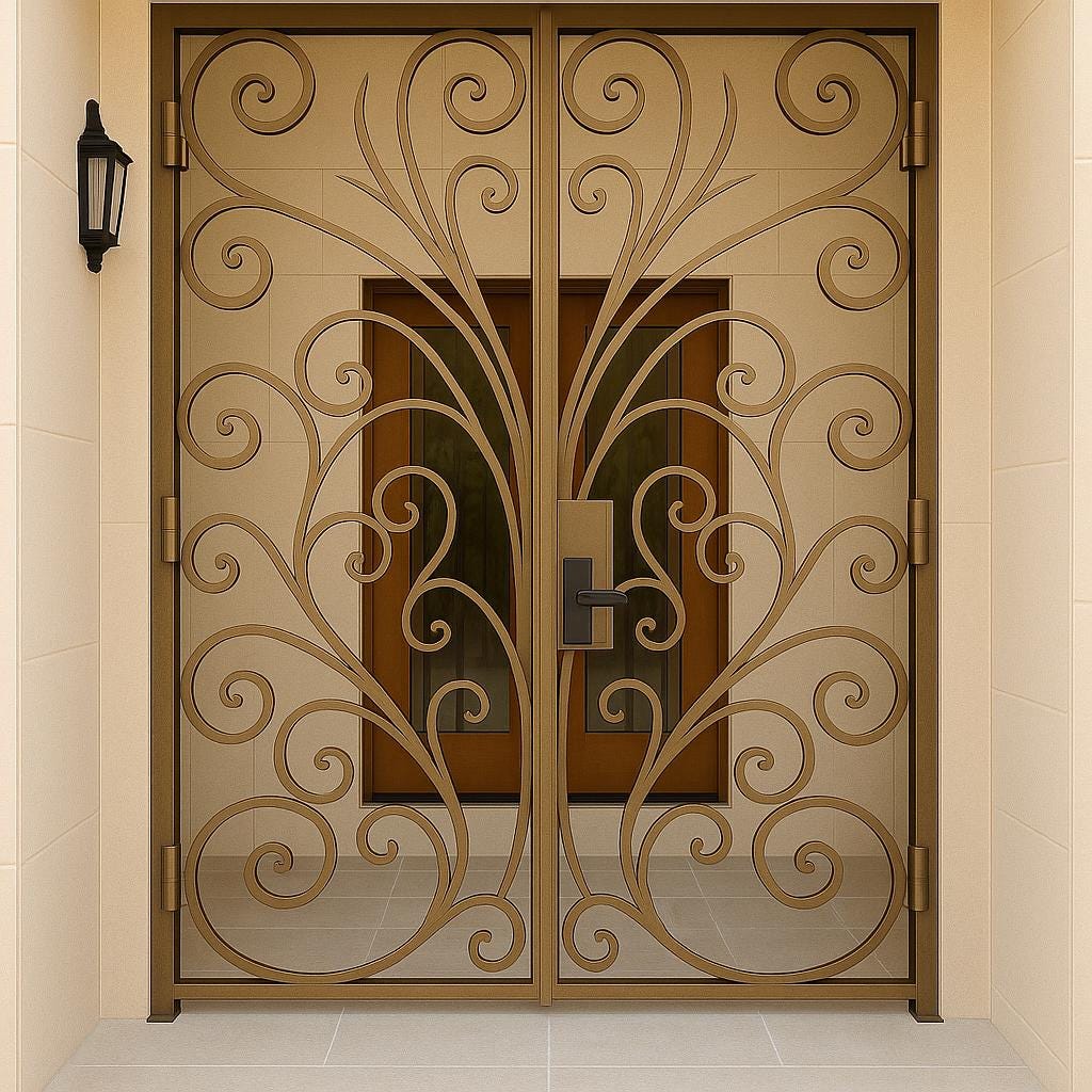 Wrought Iron Security Door: Scrollwork Entry Gate - Custom Size & Color