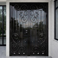 Valencrest Double Iron Entry Door, Decorative Scroll Steel Security Gate