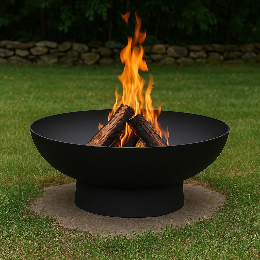 Modern Heavy-Duty Steel Fire Pit Bowl – Round Outdoor Fire Pit – Powder-Coated Steel – 24” 30” 36” Sizes