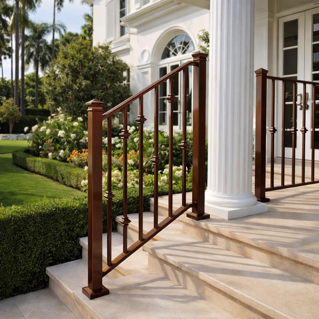 Custom Wrought Iron Stair Railing, Modern Porch Handrail, Metal Entry Rail, Outdoor Step Railing, Steel Staircase Handrail