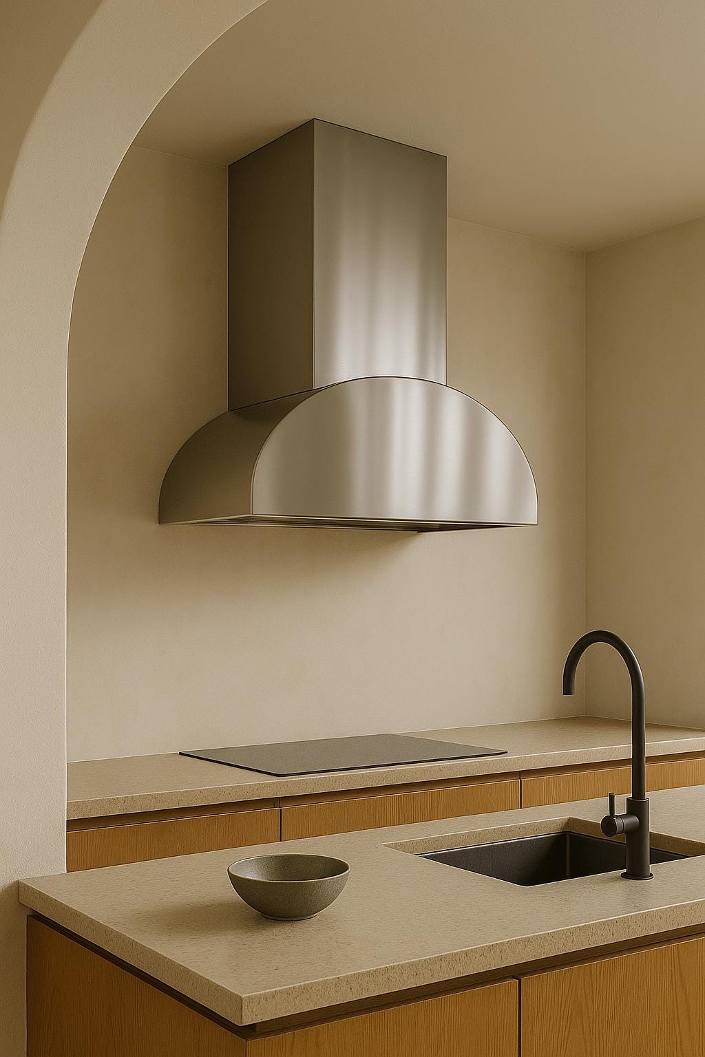 Handmade Modern Steel Range Hood | Matte Black, Brushed Stainless