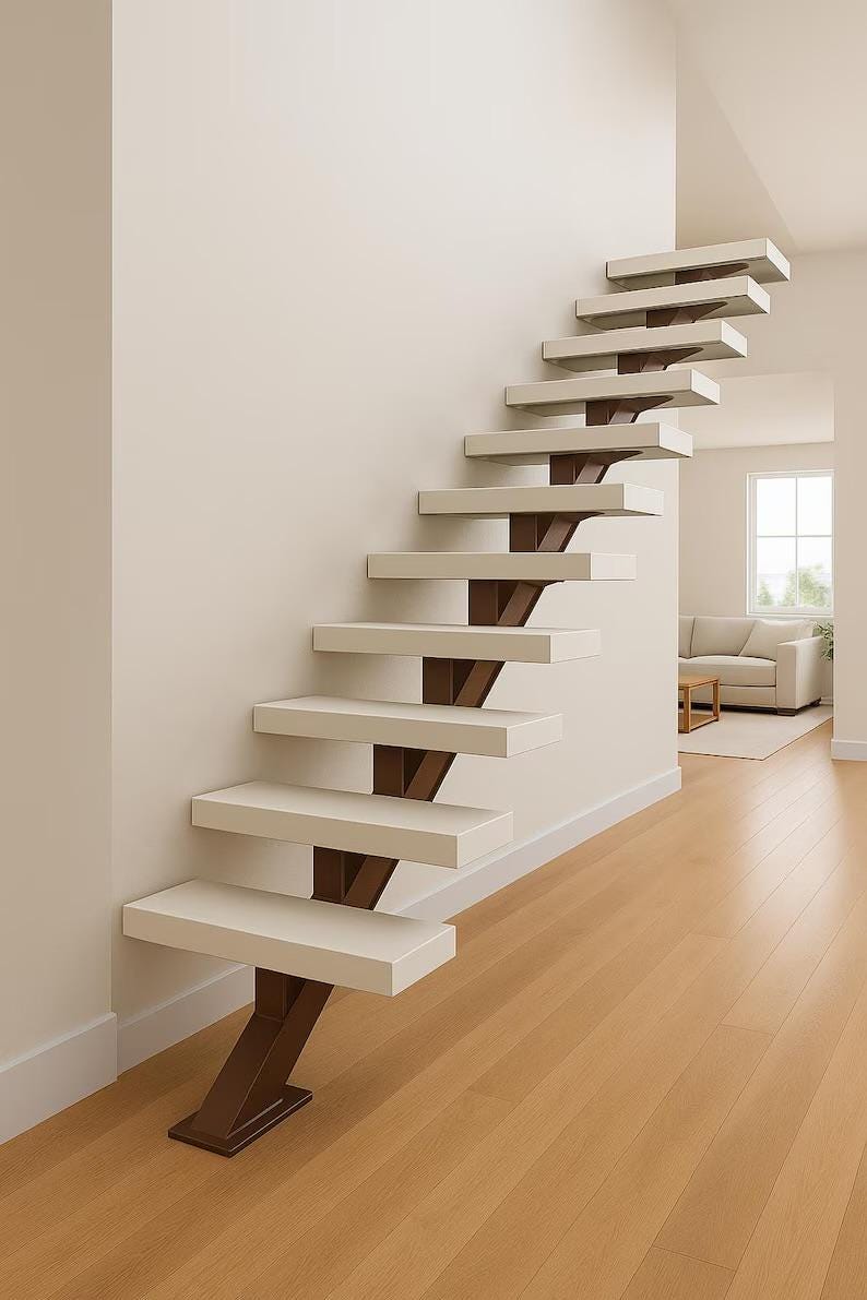 Custom Structural Mono-Stringer Staircase – Modern Floating Steps (Engineered to Code)