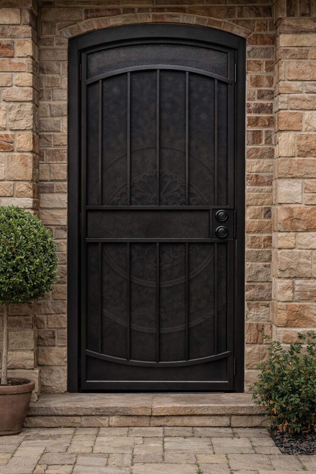 Custom Arched Steel Security Door | Wrought Iron Screen, Heavy Duty