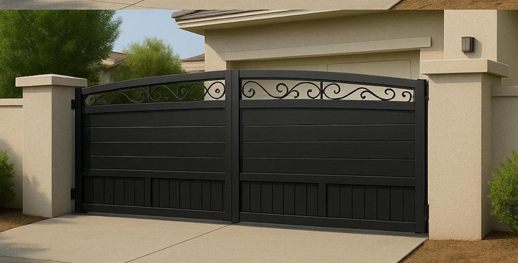 Modern Arched Bifold Driveway Gate | Custom Steel Entrance