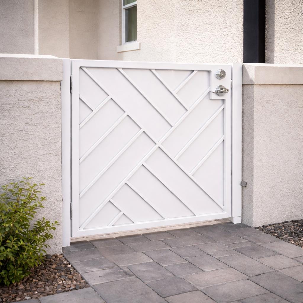 Onyx Gridline Modern Steel Security Gate | Geometric Privacy Entry Gate