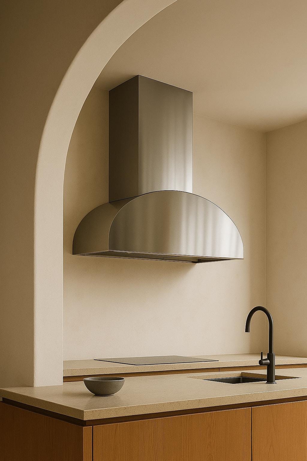 Handmade Modern Steel Range Hood | Matte Black, Brushed Stainless