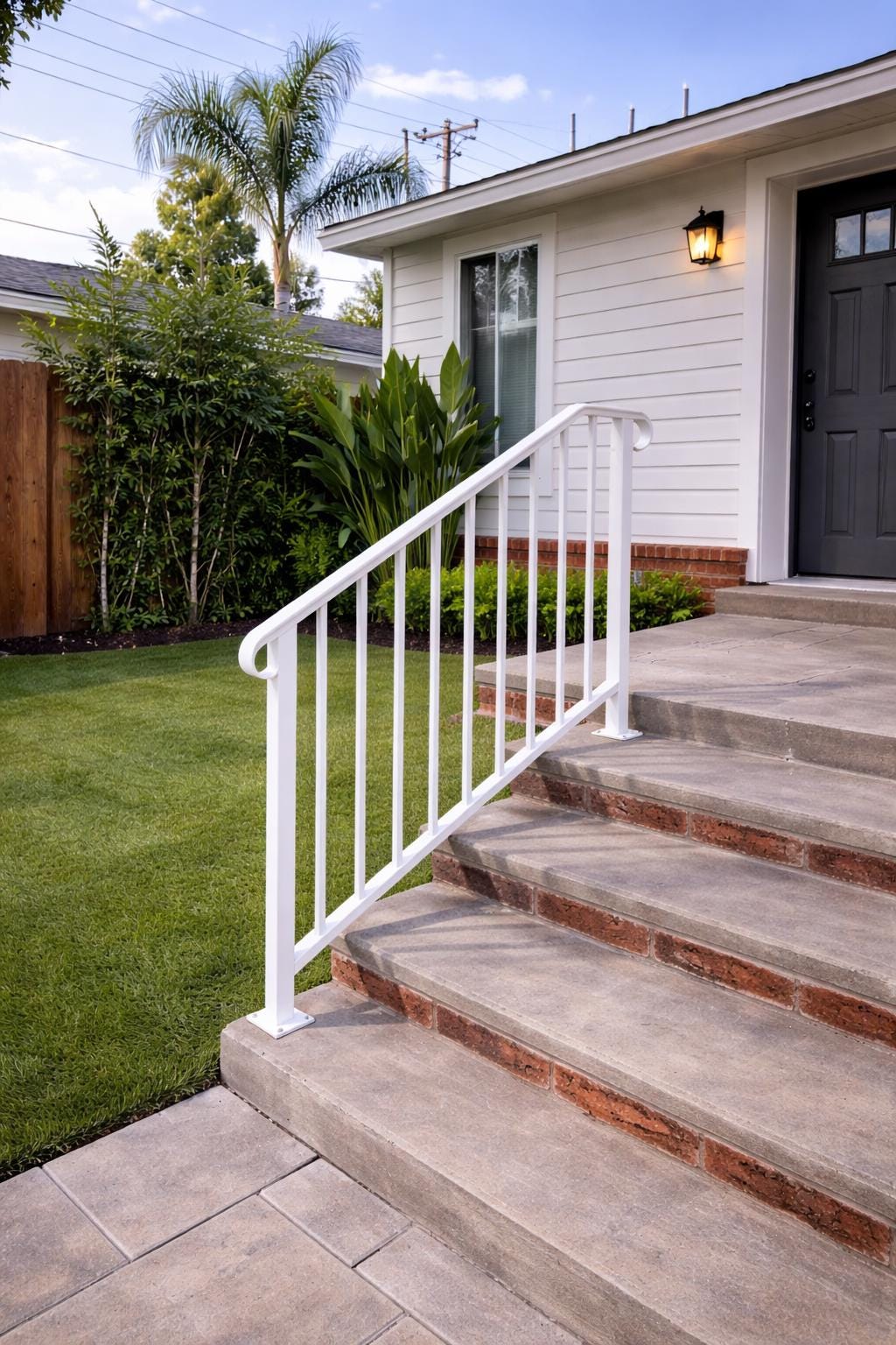 Heritage Classic Stair Handrail, Custom Wrought Iron Railing, Porch Step Rail, Metal Entry Handrail, Outdoor Stair Railing