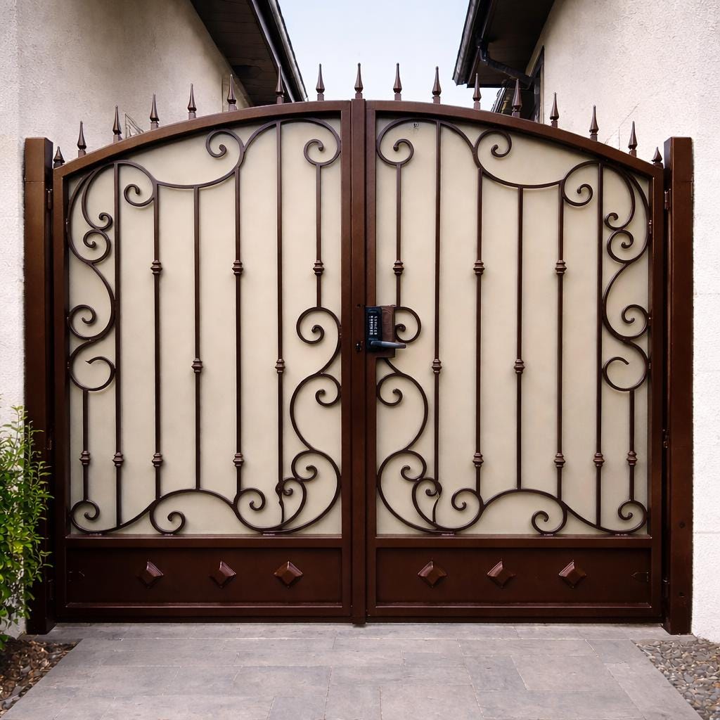 Virella Estate Scroll Driveway Gate | Decorative Wrought Iron Double Security Gate