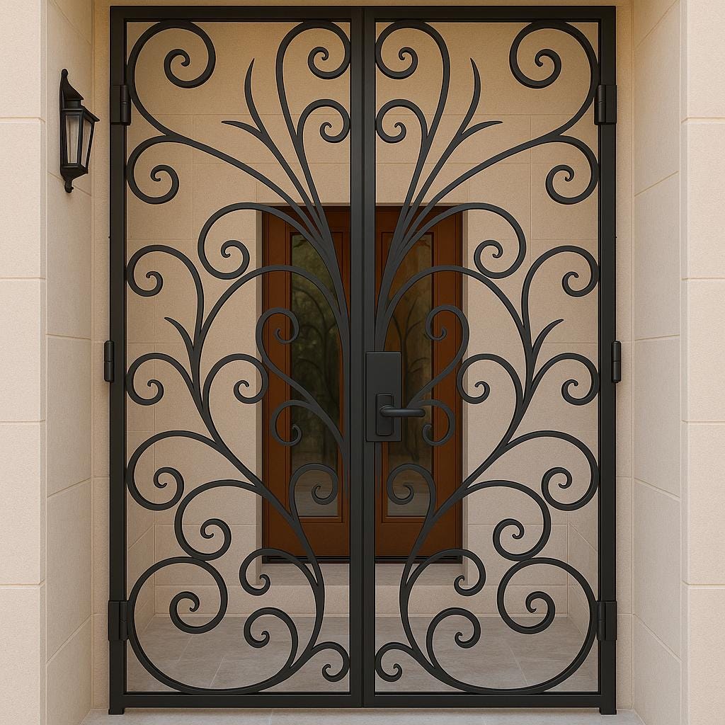 Wrought Iron Security Door: Scrollwork Entry Gate - Custom Size & Color