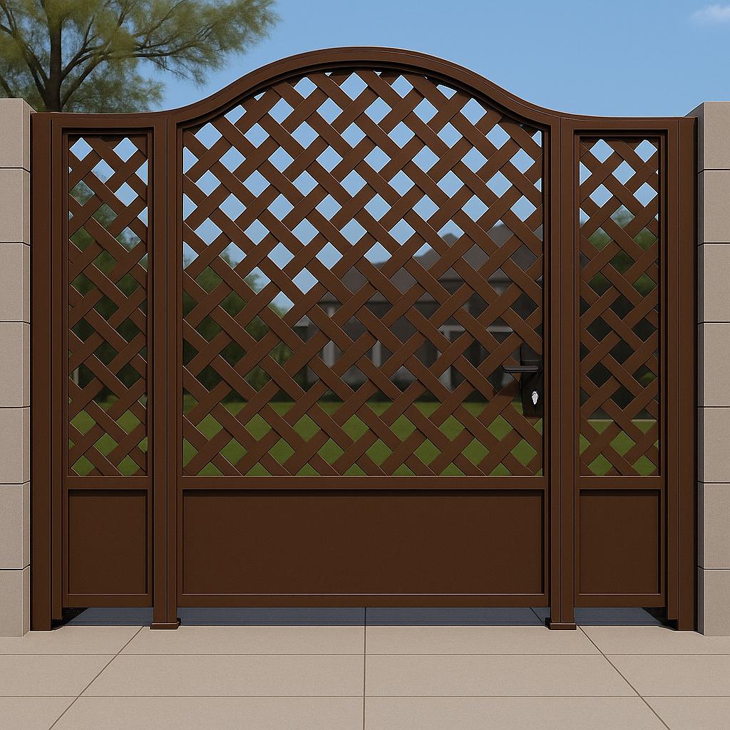 Arched Woven Steel Privacy Gate | Modern Iron Entry Door
