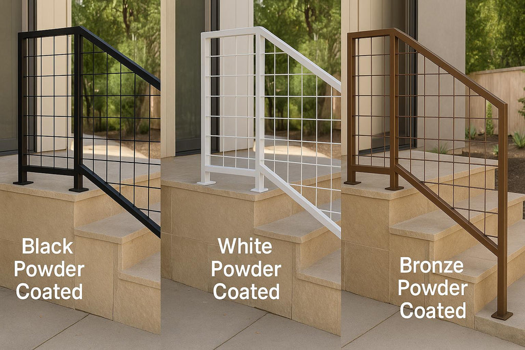 Modern Steel Stair Railing: Welded Wire Indoor Outdoor Handrail
