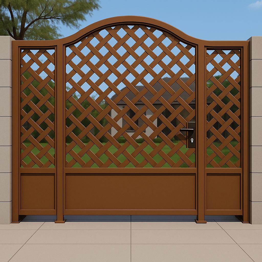 Arched Woven Steel Privacy Gate | Modern Iron Entry Door