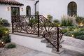Riviera Scroll Garden Handrail, Custom Wrought Iron Stair Railing, Decorative Metal Porch Rail, Luxury Entry Handrail