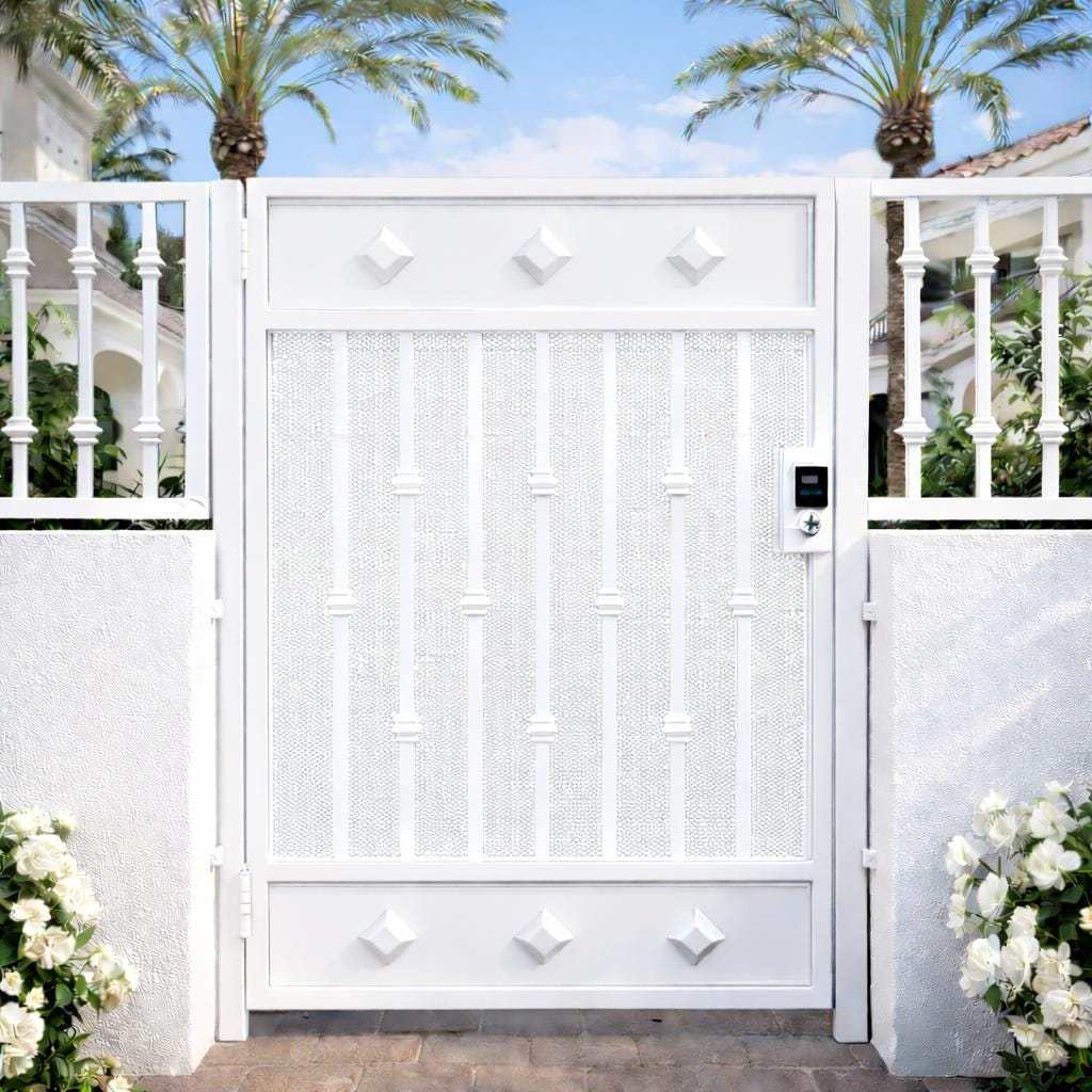 Steel Security Garden Gate – Modern Iron Entry Gate, Decorative Courtyard Gate, Front Yard Entry Gate