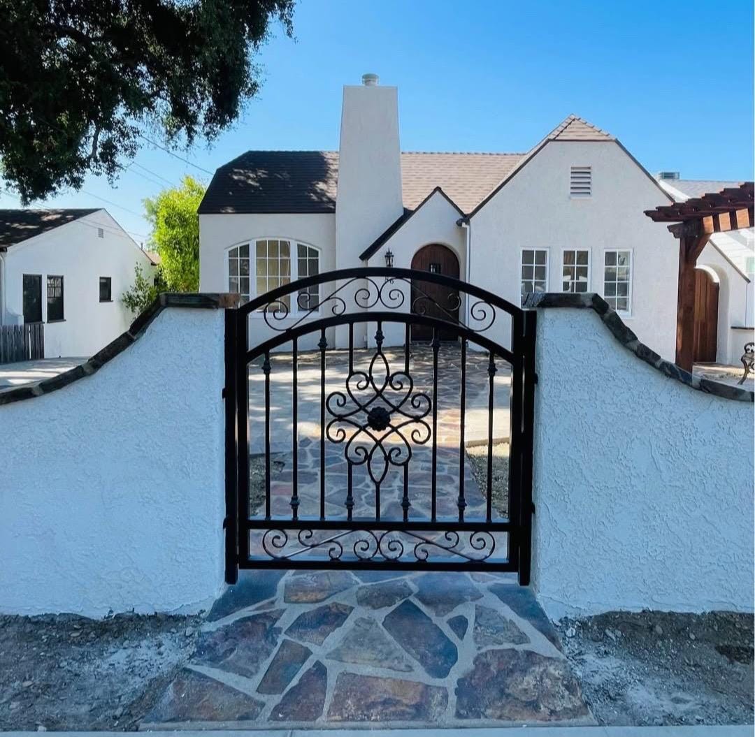 Handcrafted Wrought Iron Garden Gate: Arched Floral Entry, Custom Size