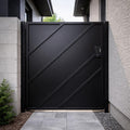 Obsidian Vector Steel Security Gate | Modern Diagonal Panel Privacy Entrance Gate