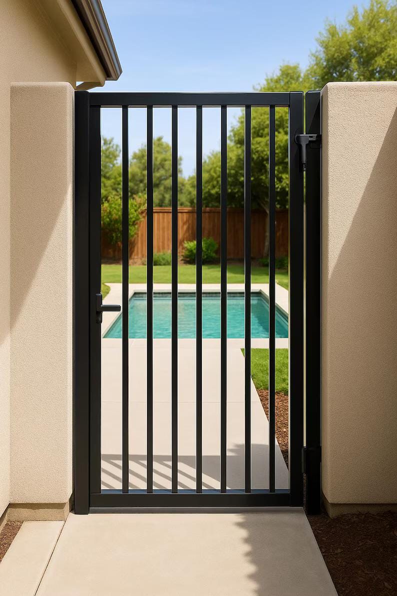 Custom Powder-Coated Steel Pool Gate – ADA Compliant Safety Door