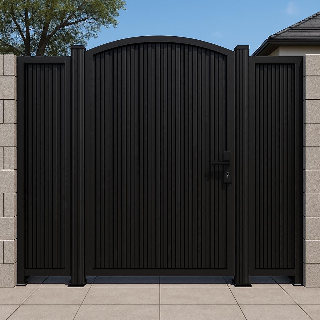 Arched Steel Privacy Gate – Modern Metal Garden Entry Door