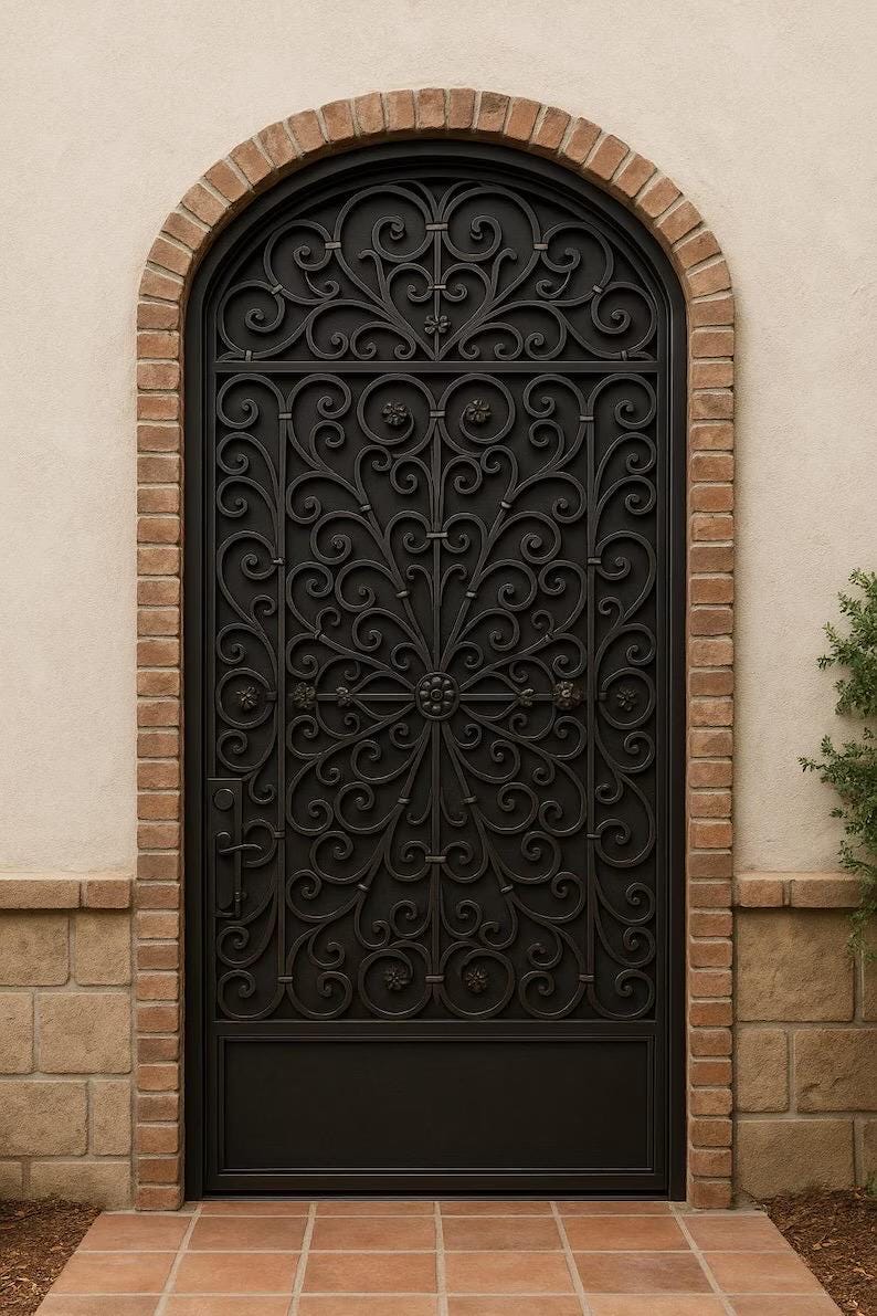 Custom Arched Steel Security Gate | Decorative Scrollwork