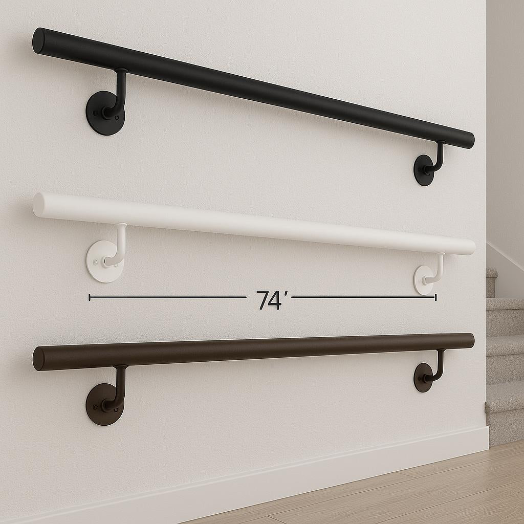 Modern Black Steel Wall Handrail: ADA Compliant Safety Grab Bar