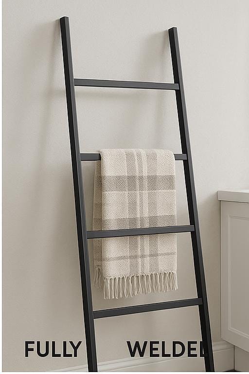 Modern Steel Towel Ladder: Freestanding Blanket Rack - Matte Black, White, Brown