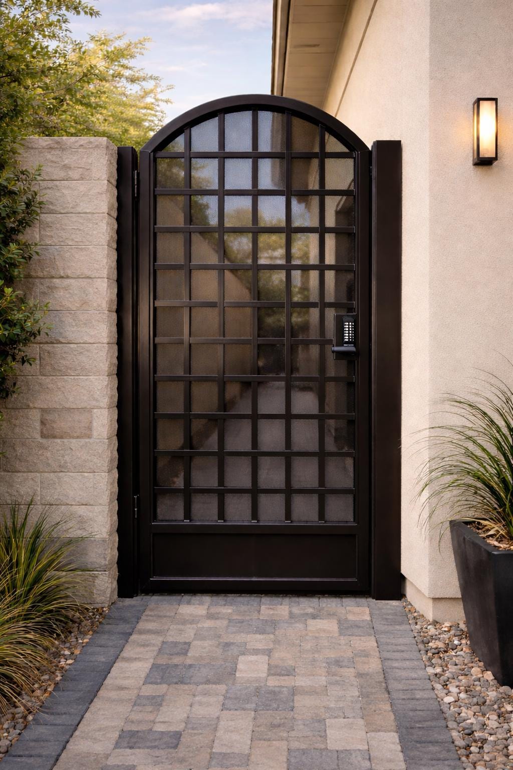 Arched Modern Steel Security Gate | Custom Powder Coated Entry Door
