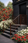 Roseheart Twist Stair Handrail, Custom Wrought Iron Railing, Decorative Outdoor Stair Rail, Entry Porch Safety Handrail, Metal Step Railing