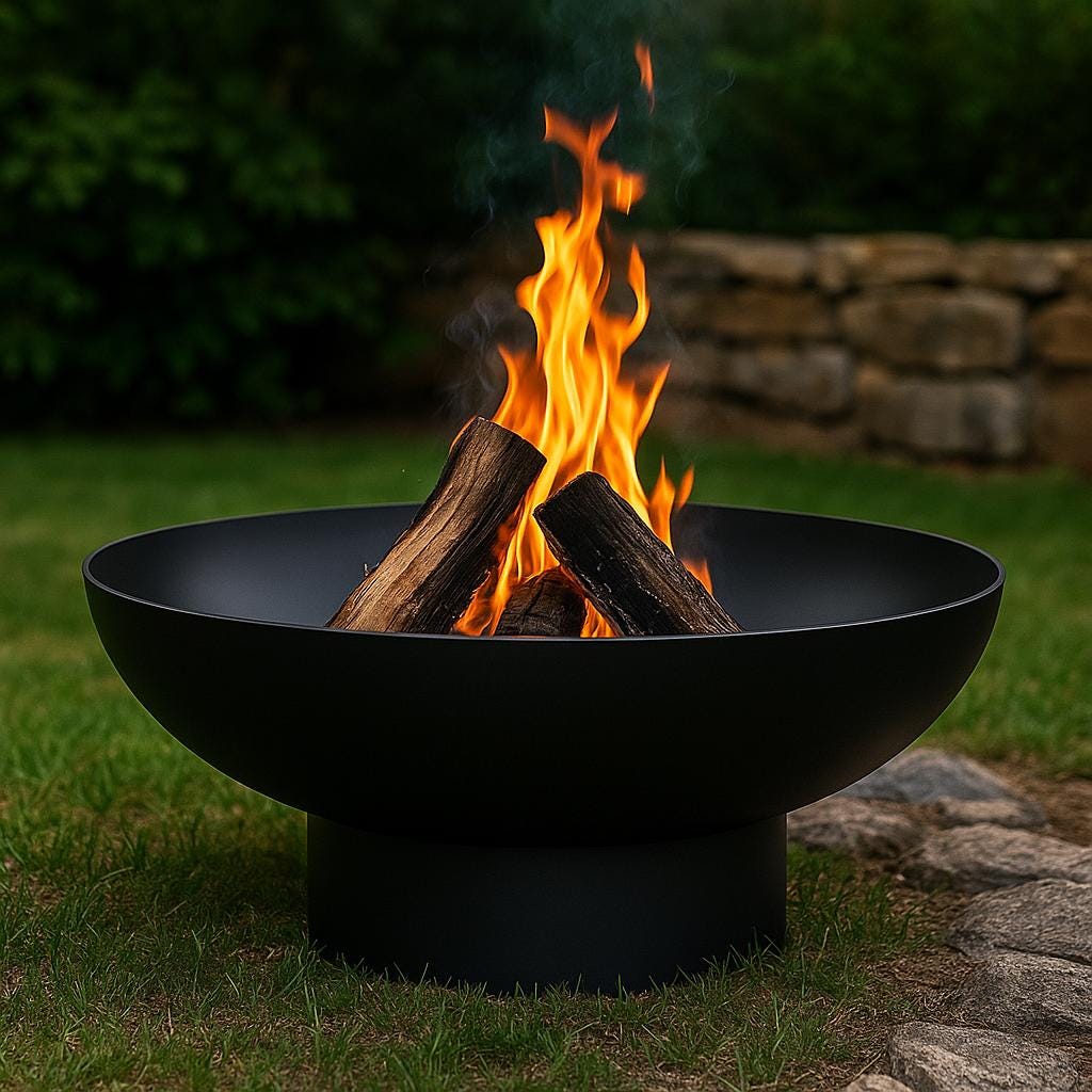 Modern Heavy-Duty Steel Fire Pit Bowl – Round Outdoor Fire Pit – Powder-Coated Steel – 24” 30” 36” Sizes