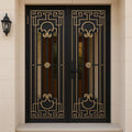 Luxury Wrought Iron Security Door: Greek Key Design, Powder Coat Finish