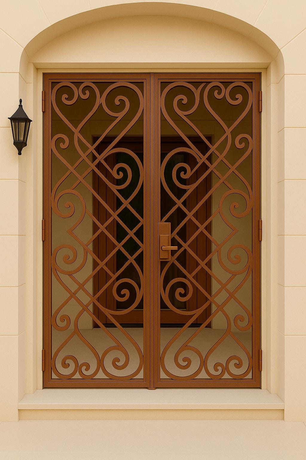 Elegant Wrought Iron Double Security Door | Decorative Scrollwork Entry Gate | Custom Exterior Door