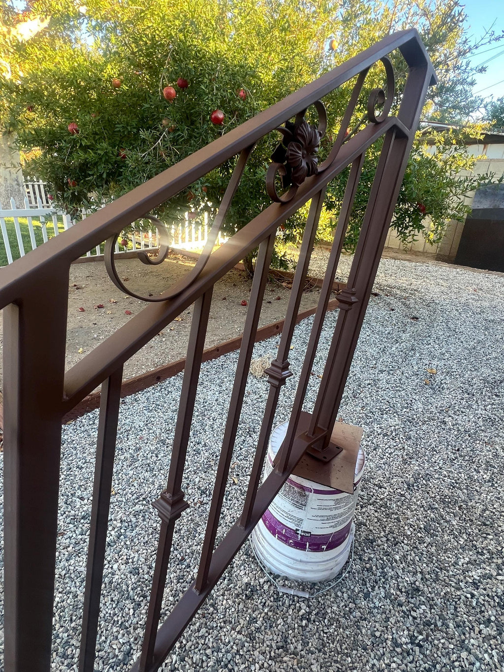 Wrought Iron Stair Railing: Decorative Steel Handrail with Scrolls