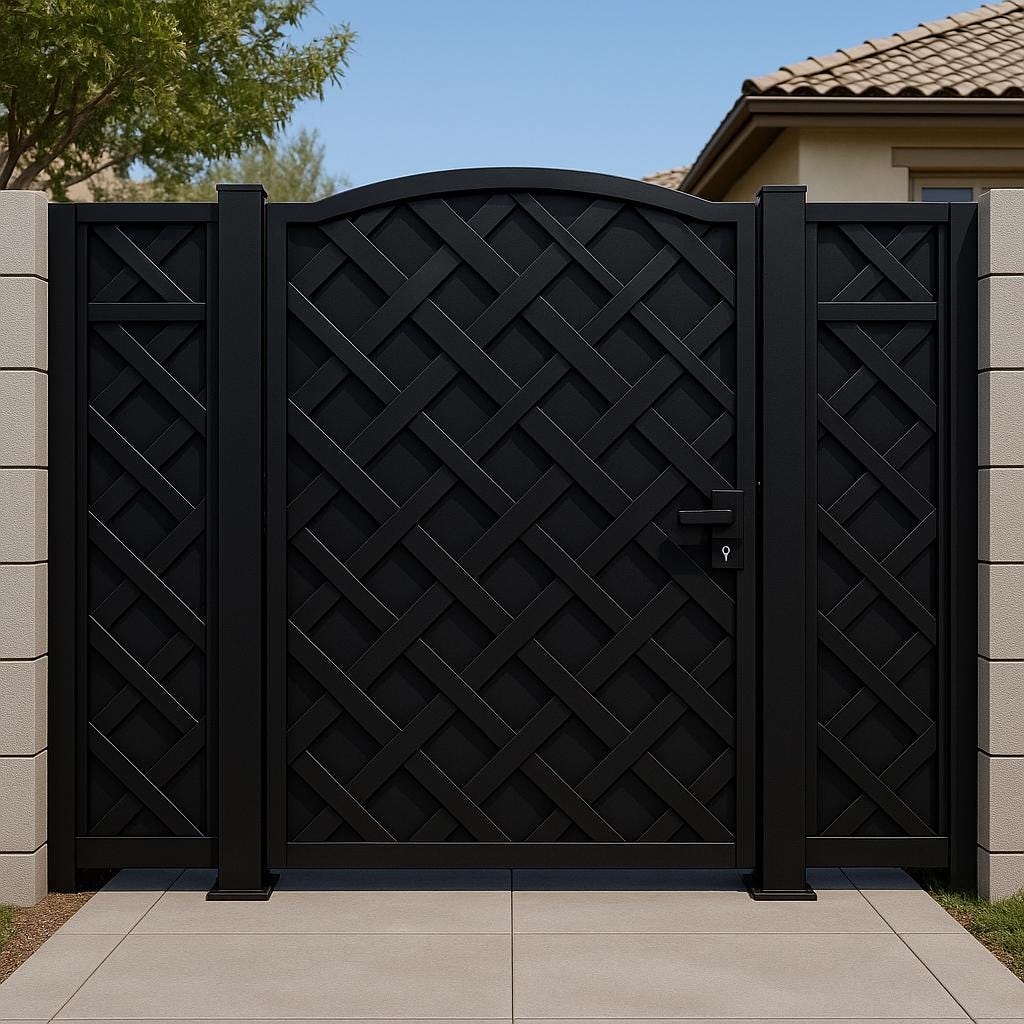 Modern Woven Panel Steel Gate | Privacy Entry Door